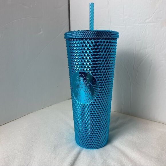 Starbucks Blue Chrome Studded Summer 2023 New W/Tags 24oz Tumbler - Picture 1 of 5